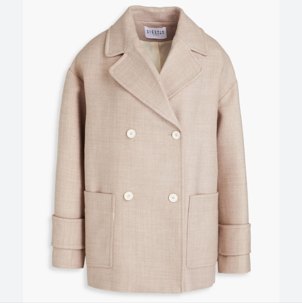 Claudie Pierlot double-breasted twill coat, lady size FR 36, US 4 beige